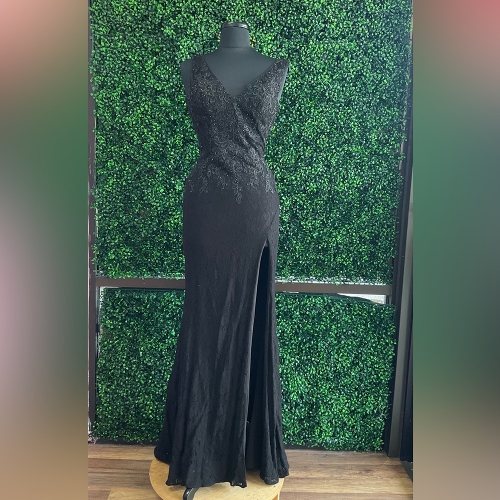 Mori Lee Black Lace Prom Dress